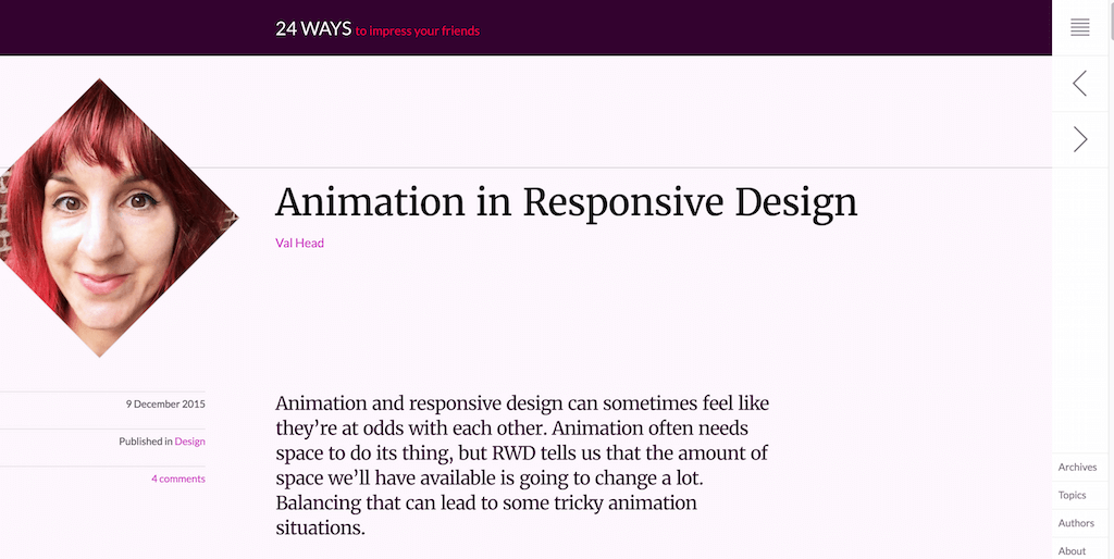 Animation in Responsive Design ◆ 24 ways
