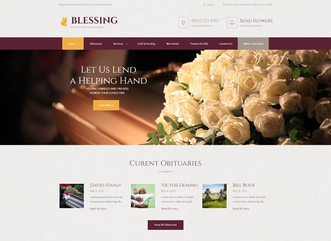 Blessing | Funeral Home Services & Cremation Parlor WordPress Theme
