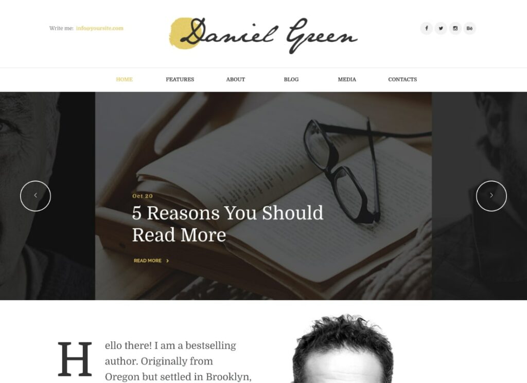 Daniel Green | Blog for Writers and Journalists With Bookstore WordPress Theme