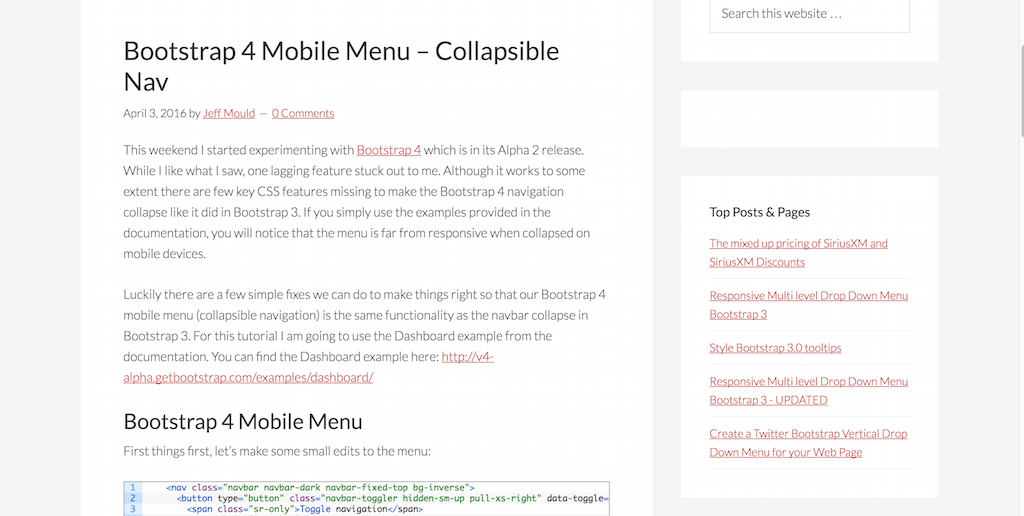 Bootstrap 4 Mobile Menu – Collapsible Nav