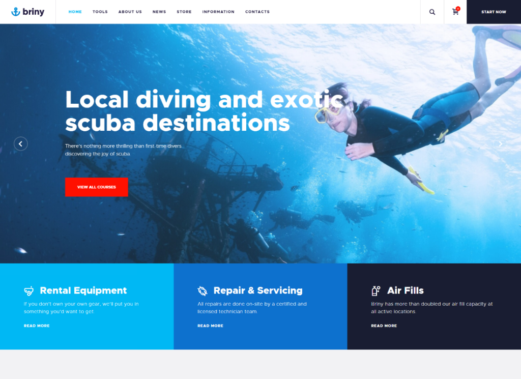 Briny | Scuba Diving School & Water Sports WordPress Theme + RTL