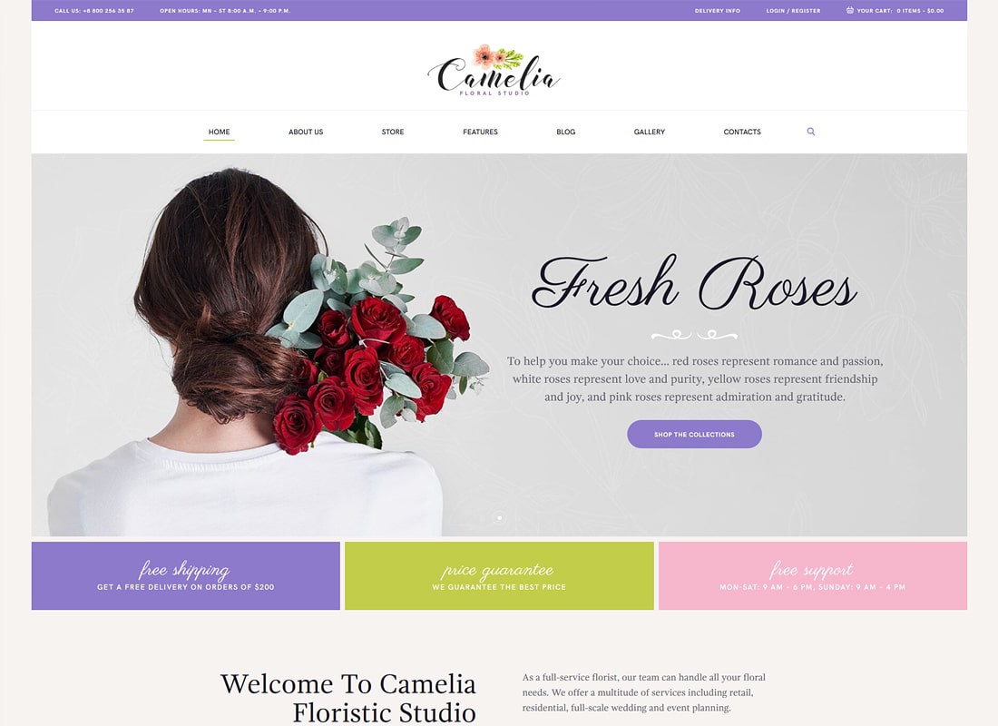Camelia | A Floral Studio Florist Luxury WordPress Theme