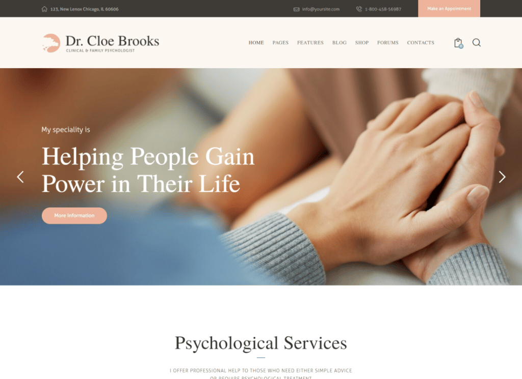 Cloe Brooks - Psychology, Counseling & Medical WordPress Theme