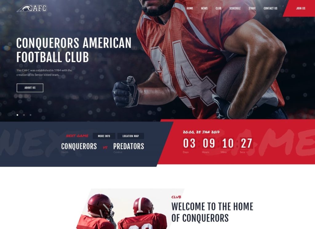 Conquerors | American Football & NFL WordPress Theme