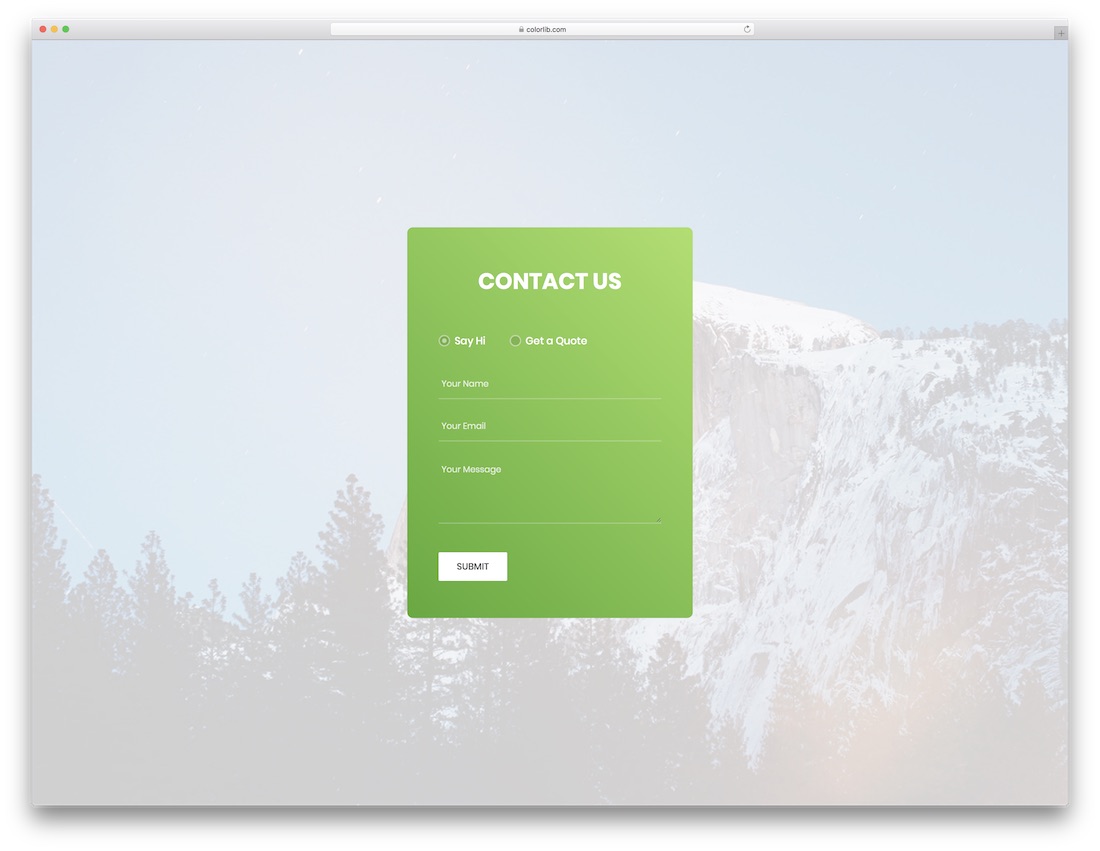 green contact form