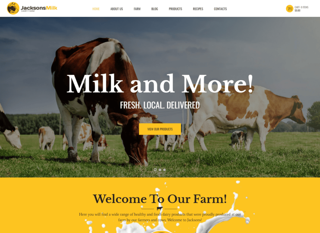 Dairy Farm & Eco Milk Products WordPress Theme