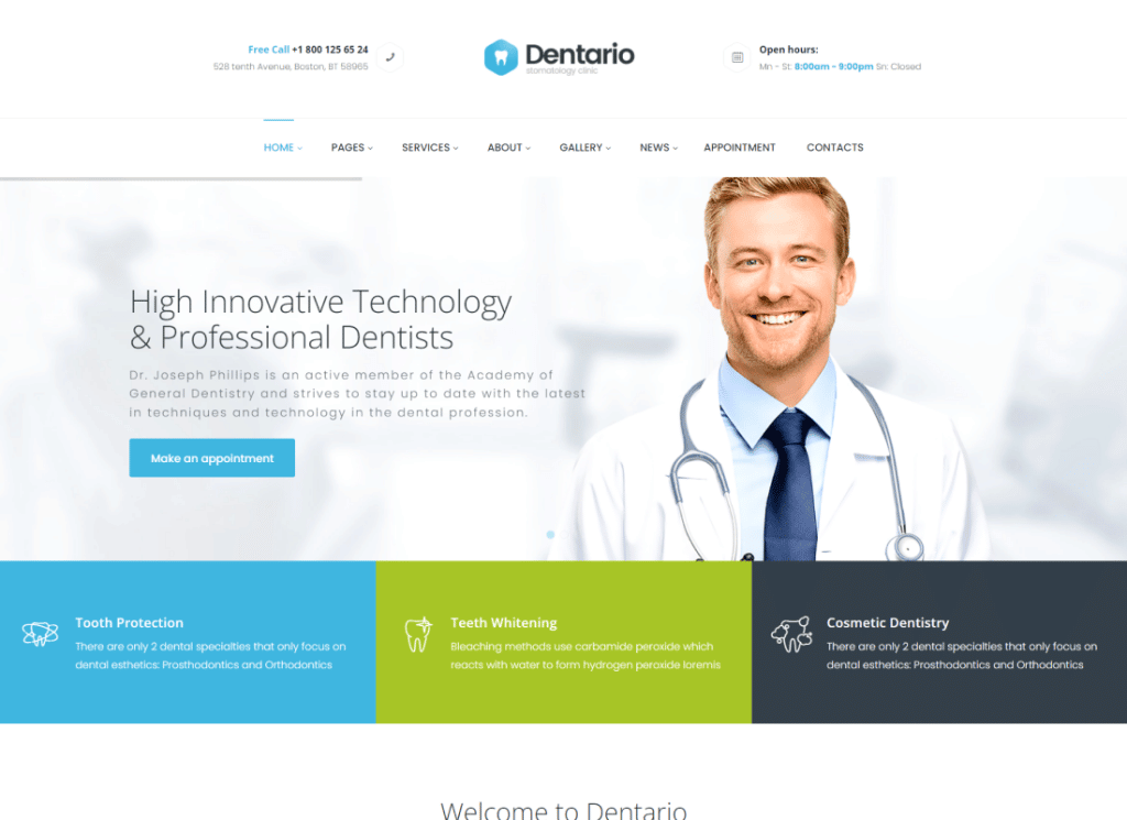Dentario - Dentist, Medical & Healthcare WordPress Theme