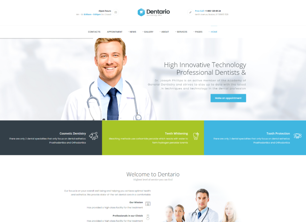 Dentario - Dentist, Medical & Healthcare WordPress Theme + RTL