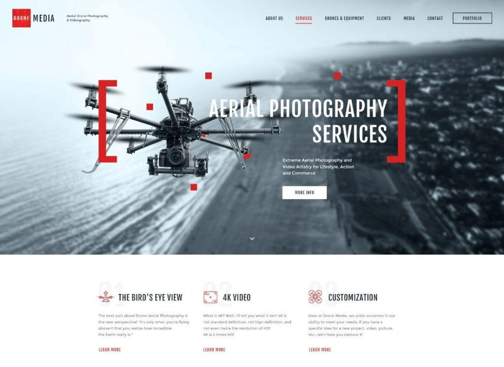 Drone Media | Aerial Photography & Videography WordPress Theme + Elementor