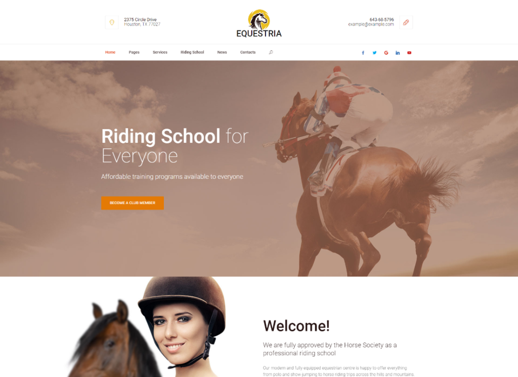 Equestria - Horse Riding Club WordPress Theme