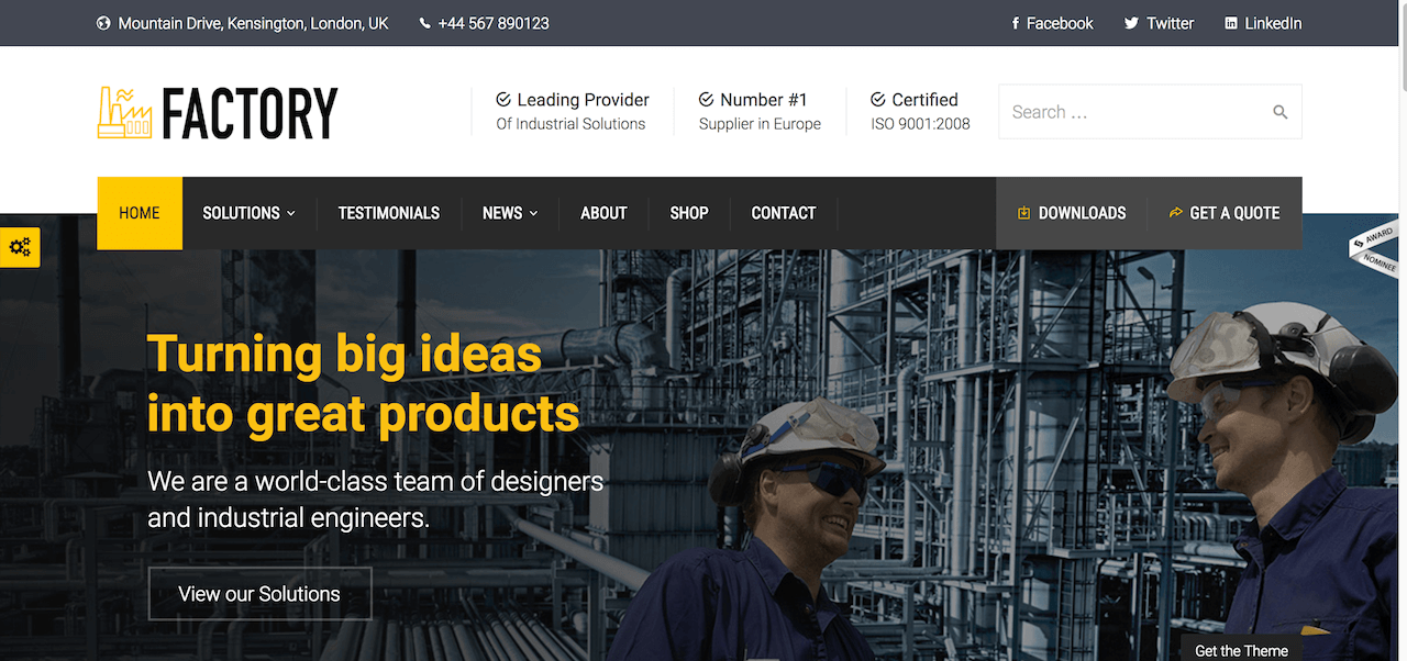 Factory - Industrial Business WordPress Theme