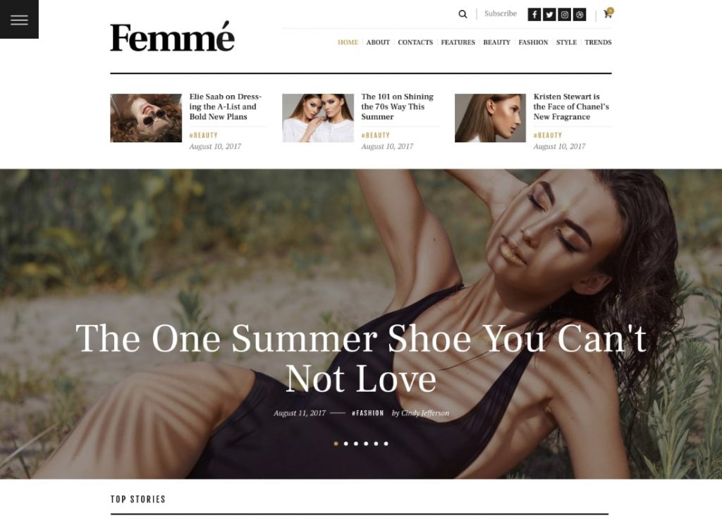 Femme | An Online Magazine & Fashion Blog WordPress Theme