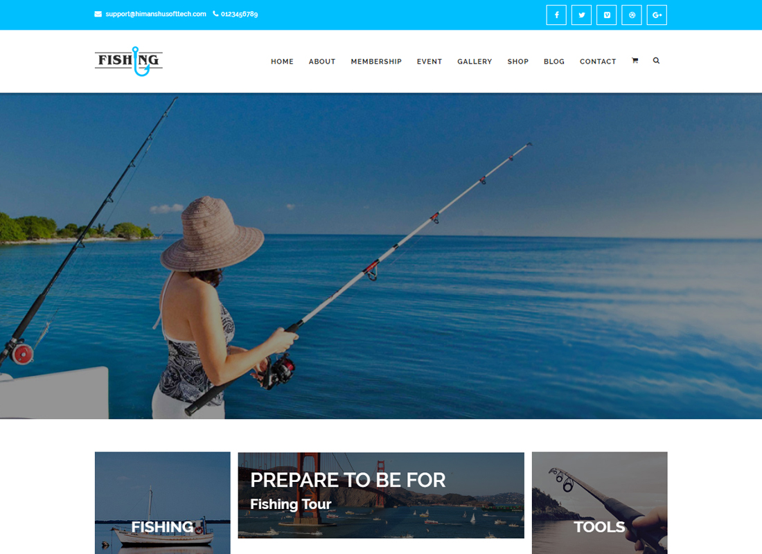 Fishing Yacht Water Sports - Fishing Club WordPress Theme