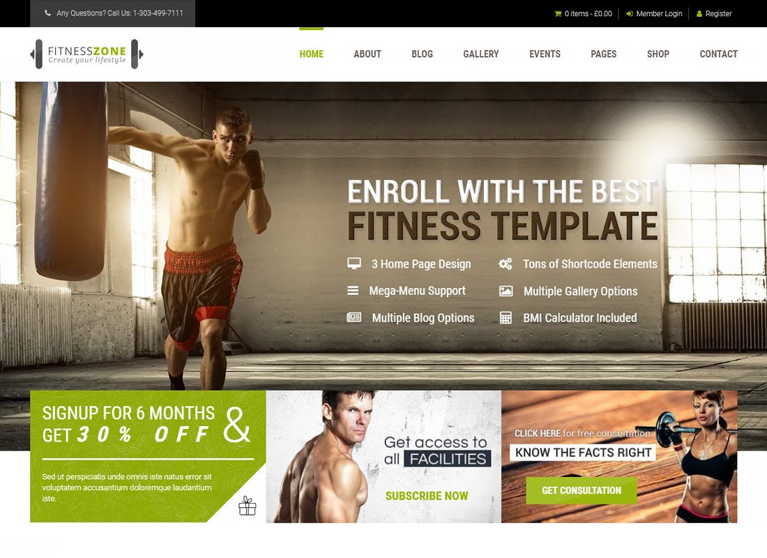 Fitness Zone | Gym & Fitness Theme, perfect fit for fitness centers and Gyms