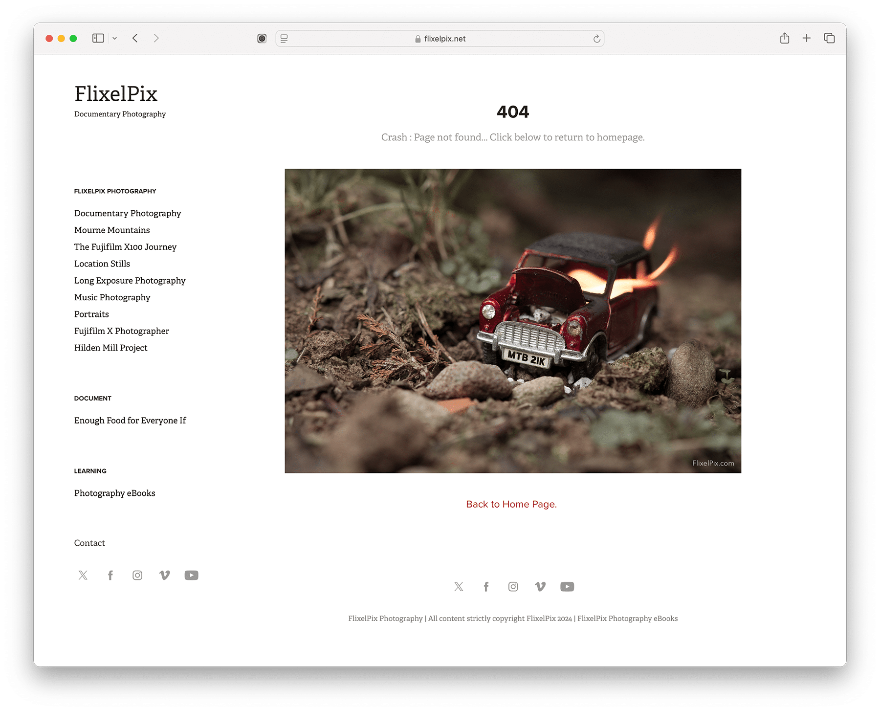 FlixelPix - photography website 404 error page example