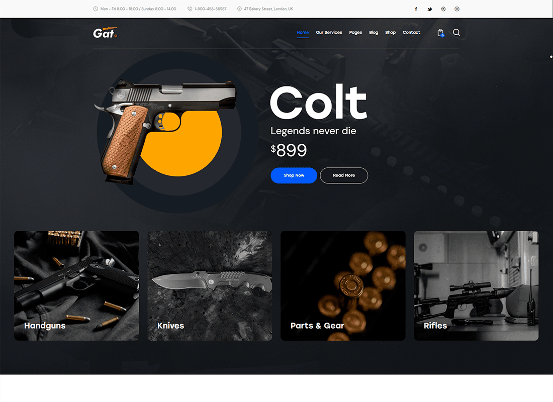 Gat | Gun & Weapon Store WordPress Theme