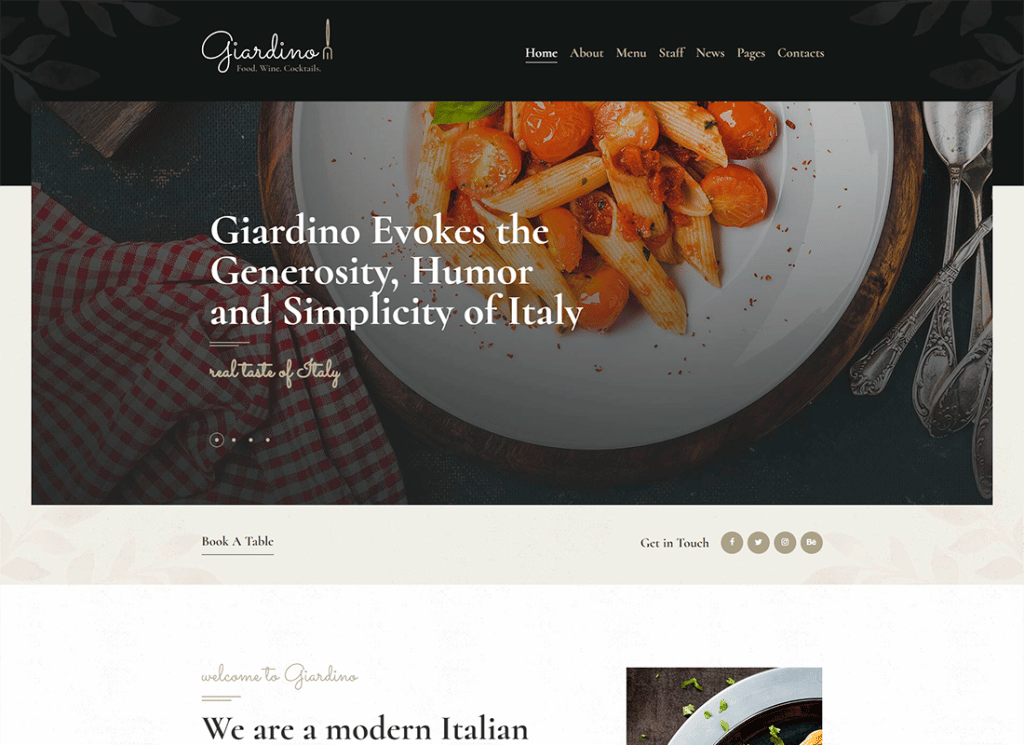 Giardino - Italian Restaurant & Cafe WordPress Theme