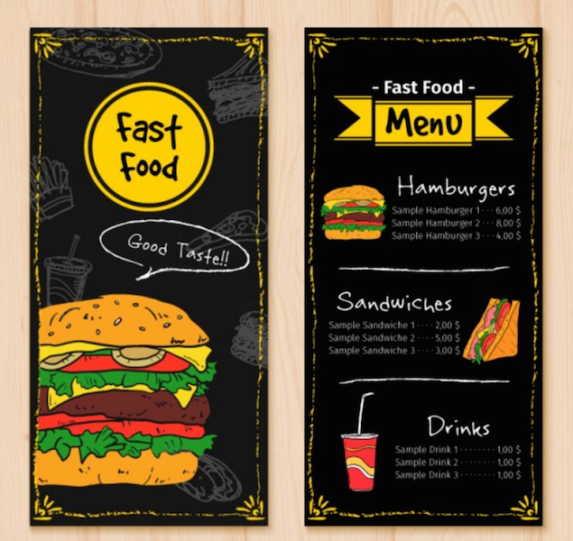 Hand Drawn Fast Food Menu Template