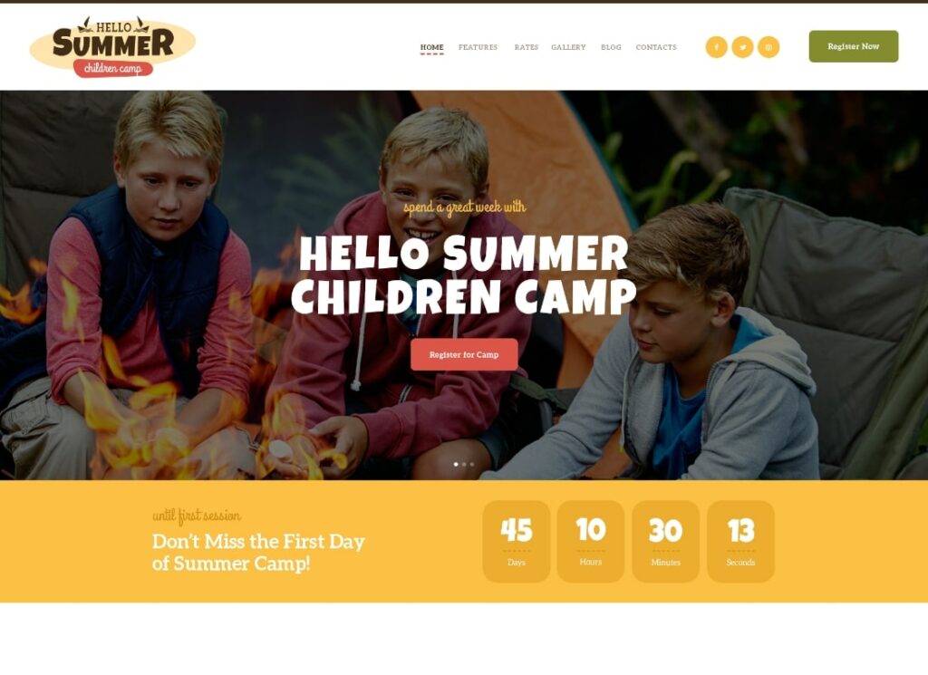 Hello Summer | A Children Holiday Camp WordPress Theme
