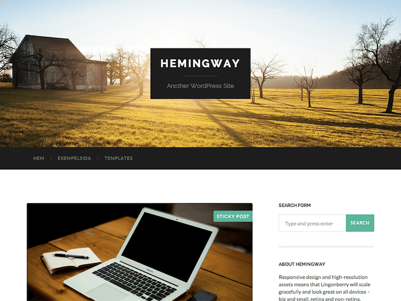 Hemingway - simple blog WordPress theme