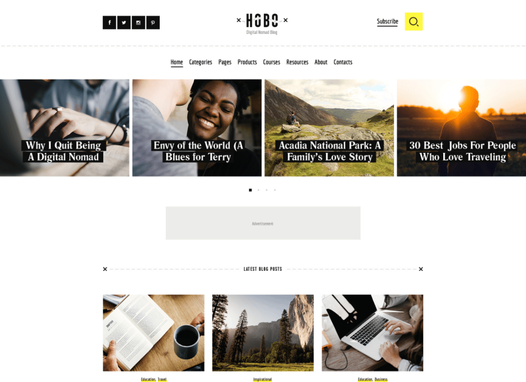 Hobo - Digital Nomad Travel Lifestyle Blog WordPress Theme