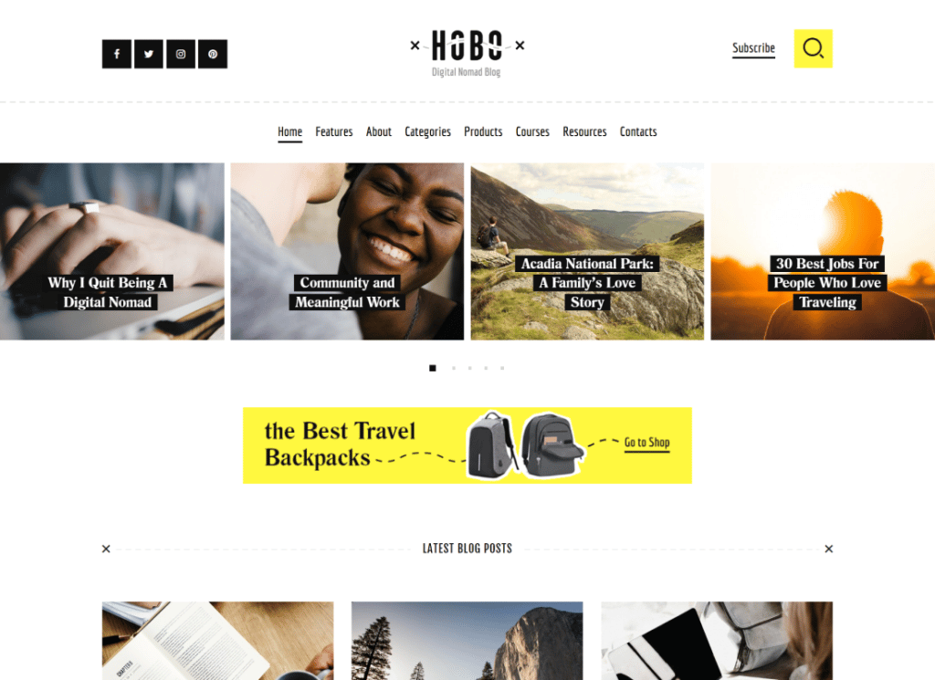 Hobo | Digital Nomad Travel Lifestyle Blog WordPress Theme