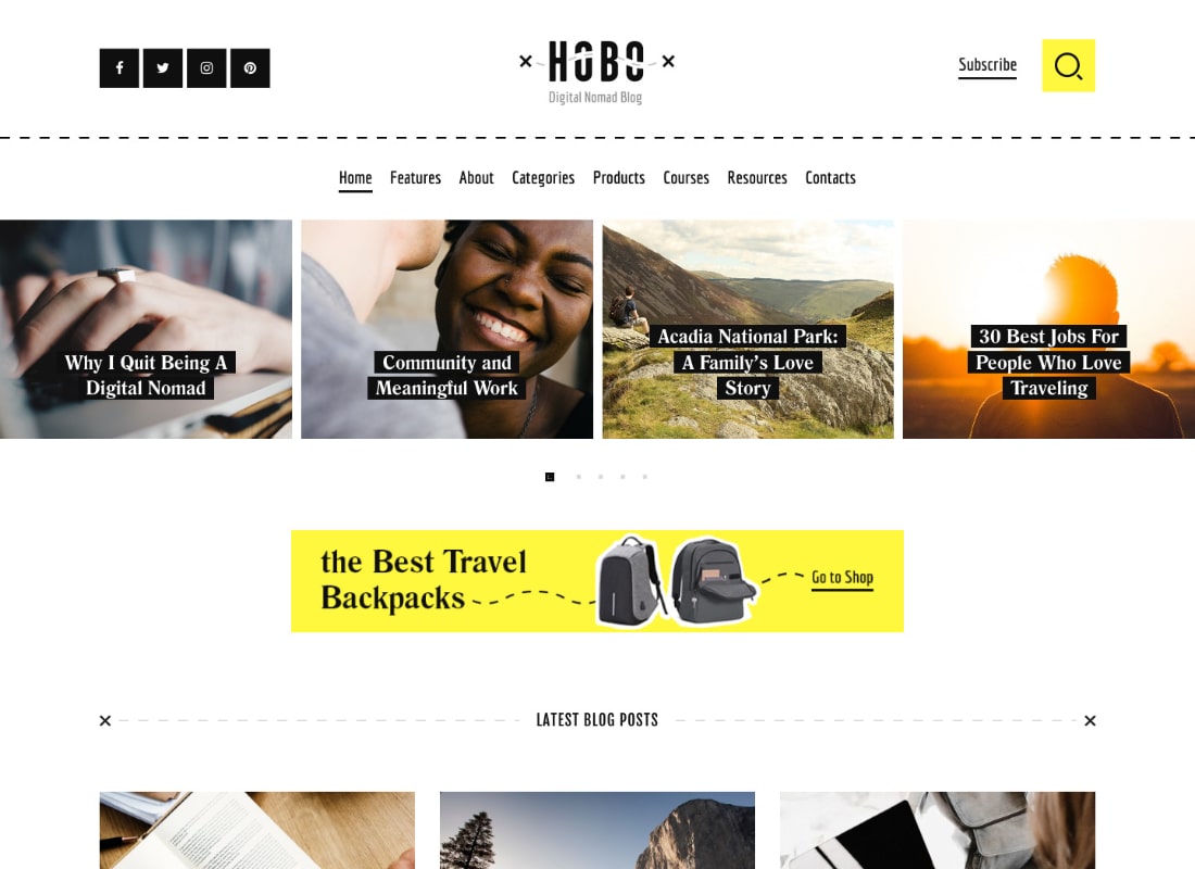 Hobo | Digital Nomad Travel Lifestyle Blog WordPress Theme