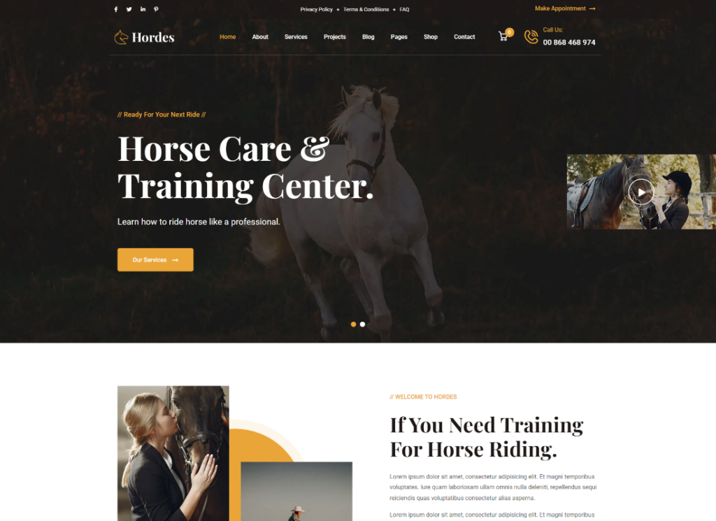 Hordes - Equestrian And Horse WordPress Theme