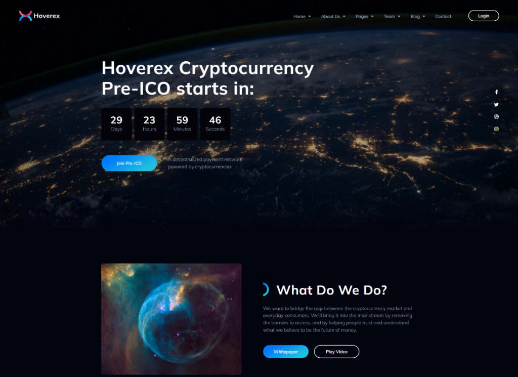 Hoverex - Cryptocurrency, NFT & ICO WordPress Theme