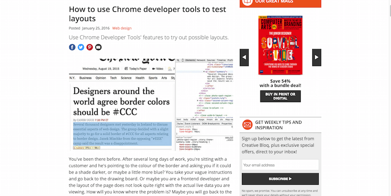 How to use Chrome developer tools to test layouts