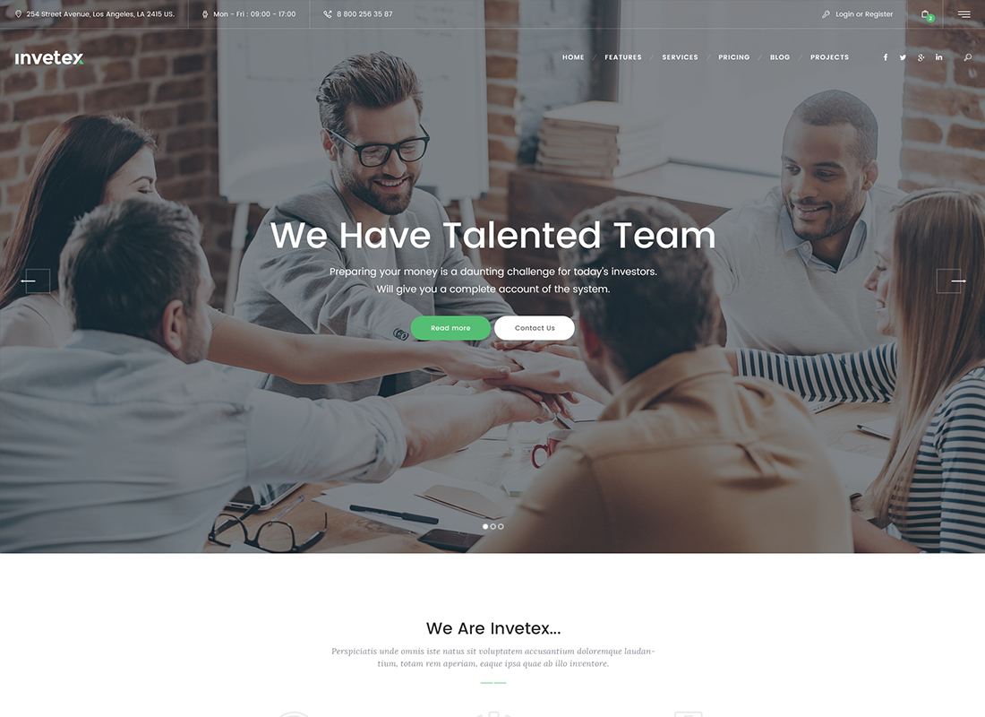 Invetex | Business Consulting & Investments WordPress Theme + RTL
