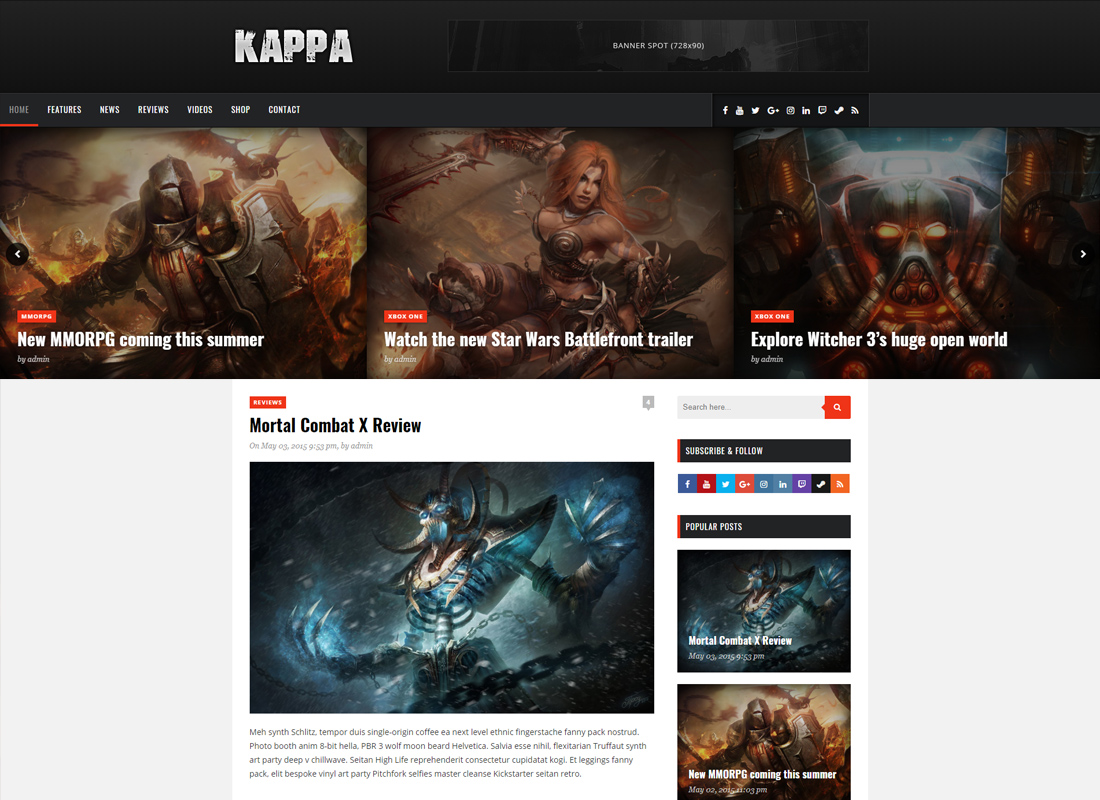 Kappa - A Gaming WordPress Theme