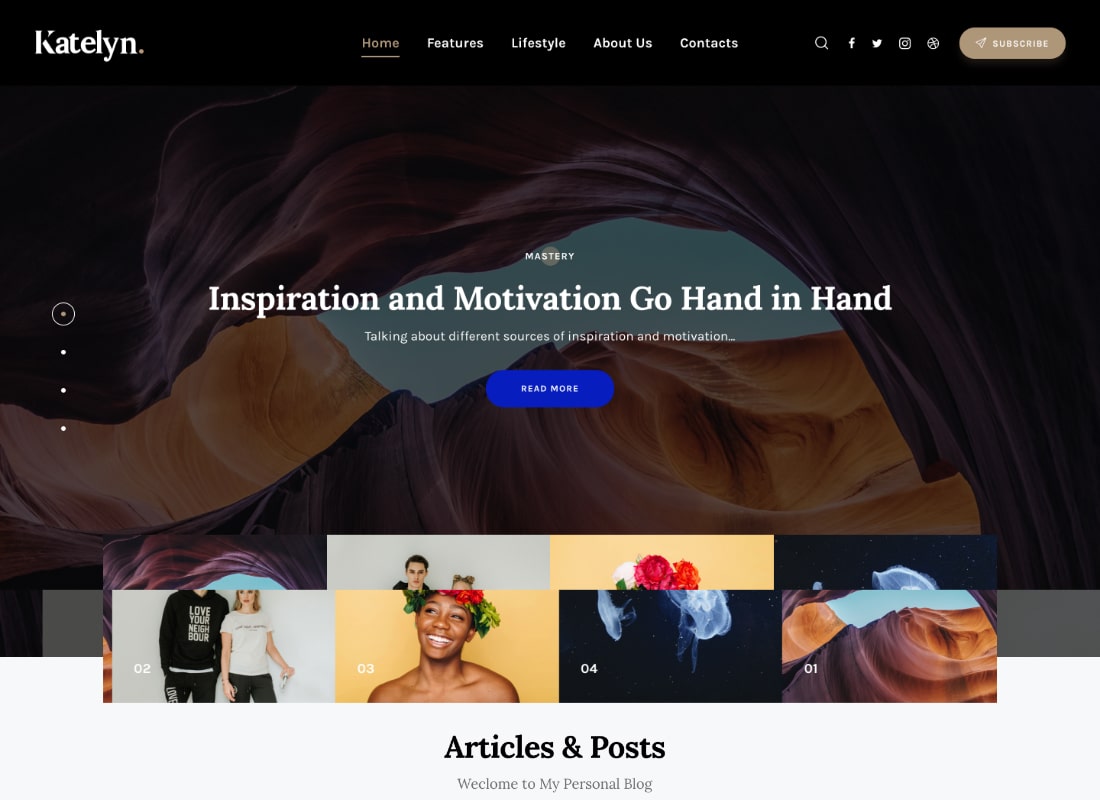 Katelyn | Creative Gutenberg Blog WordPress Theme