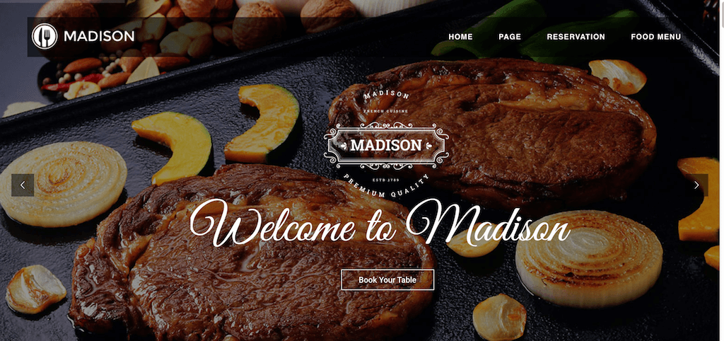 Madison – Restaurant Bootstrap Template