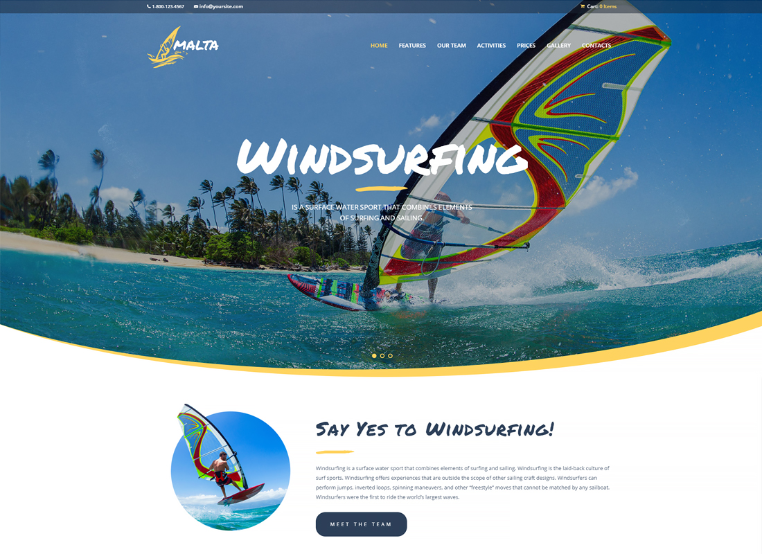 Malta - Windsurfing, Kitesurfing & Wakesurfing Center WordPress Theme