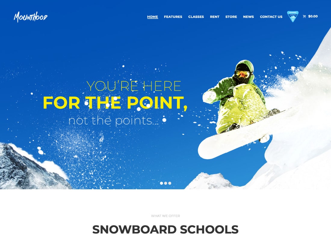 Mounthood | A Modern Ski and Snowboard School WordPress Theme