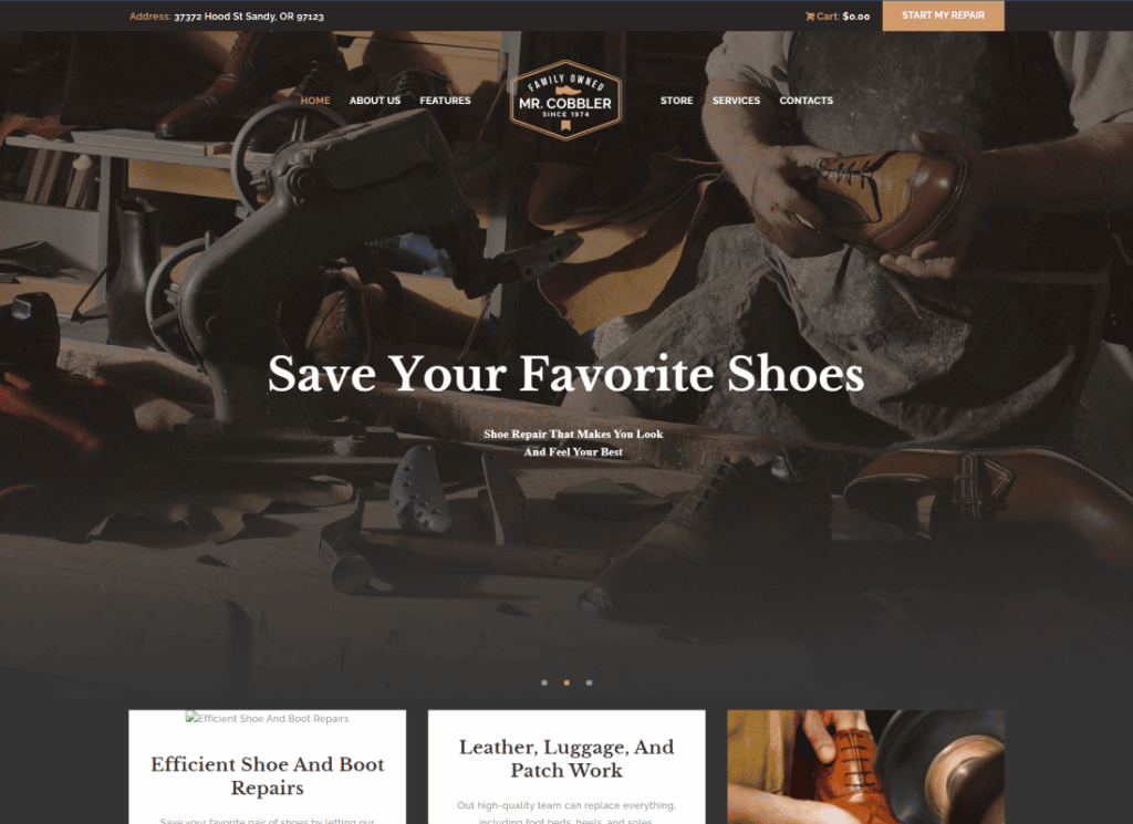 Mr. Cobbler - Custom Shoemaking & Footwear Repairs WordPress Theme