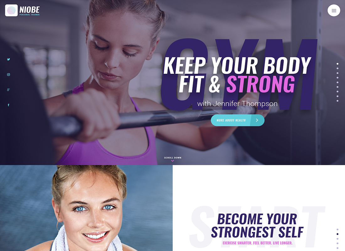 Niobe - A Gym Trainer & Nutrition Coach WordPress Theme