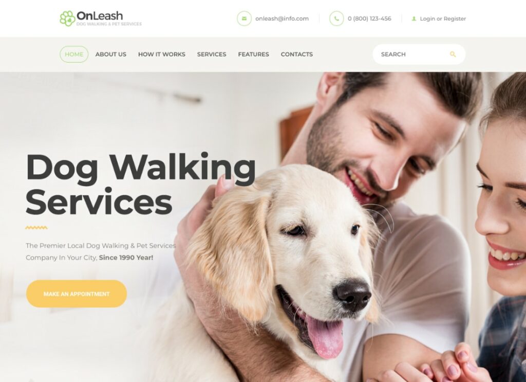 OnLeash | Dog Walking & Pet Services WordPress Theme