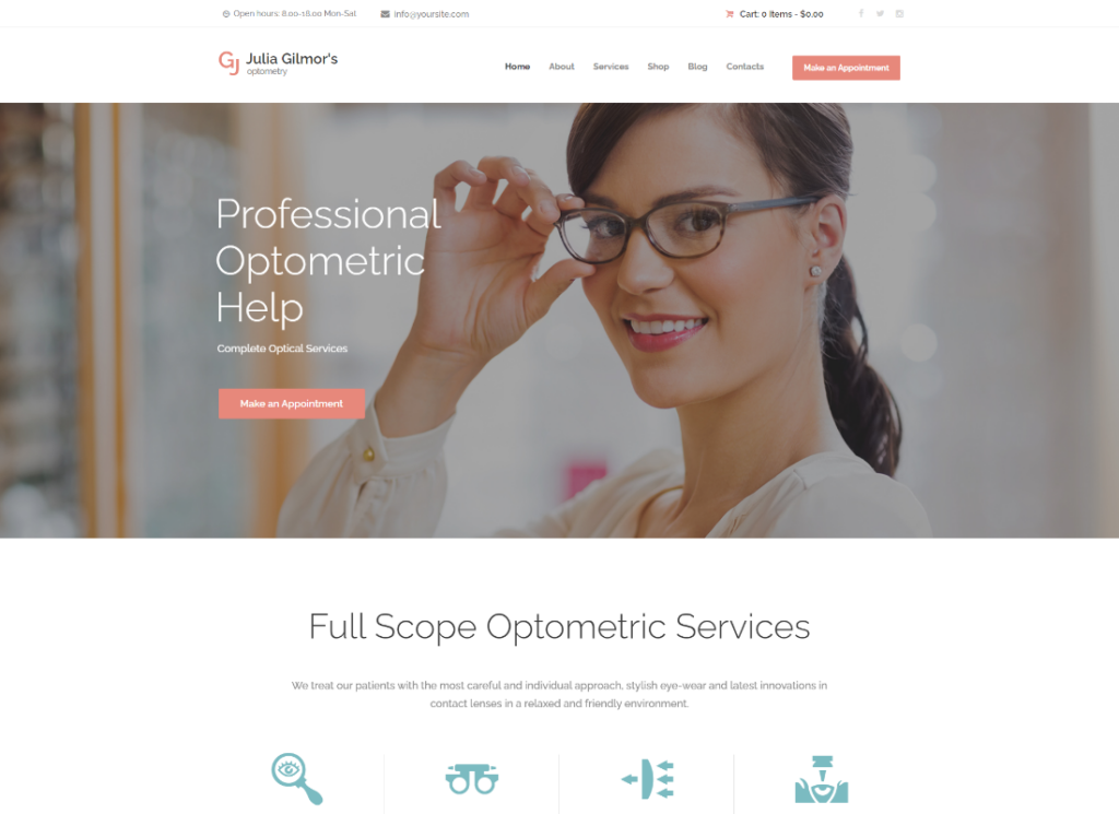 Optometry, Optician & Optics Store Medical WordPress Theme