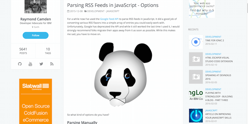 Parsing RSS Feeds in JavaScript Options · Raymond Camden