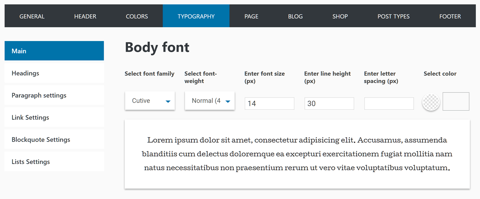 Fonts Options