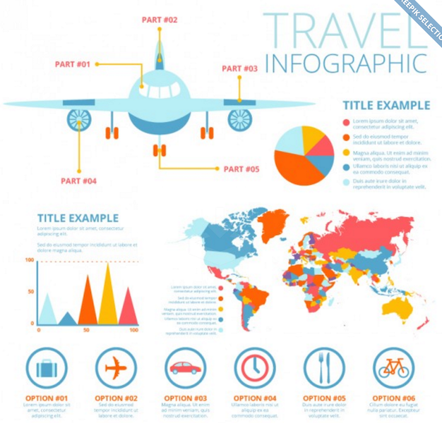 Plane and Travel Infographic Elements
