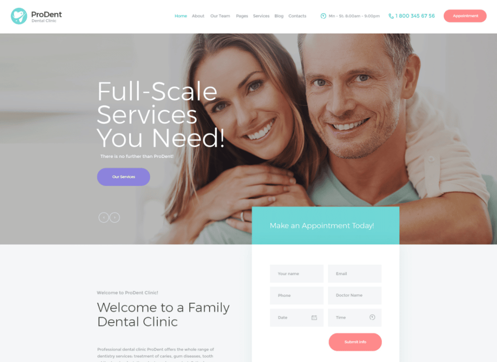 ProDent - Dental Clinic & Healthcare Doctor WordPress Theme