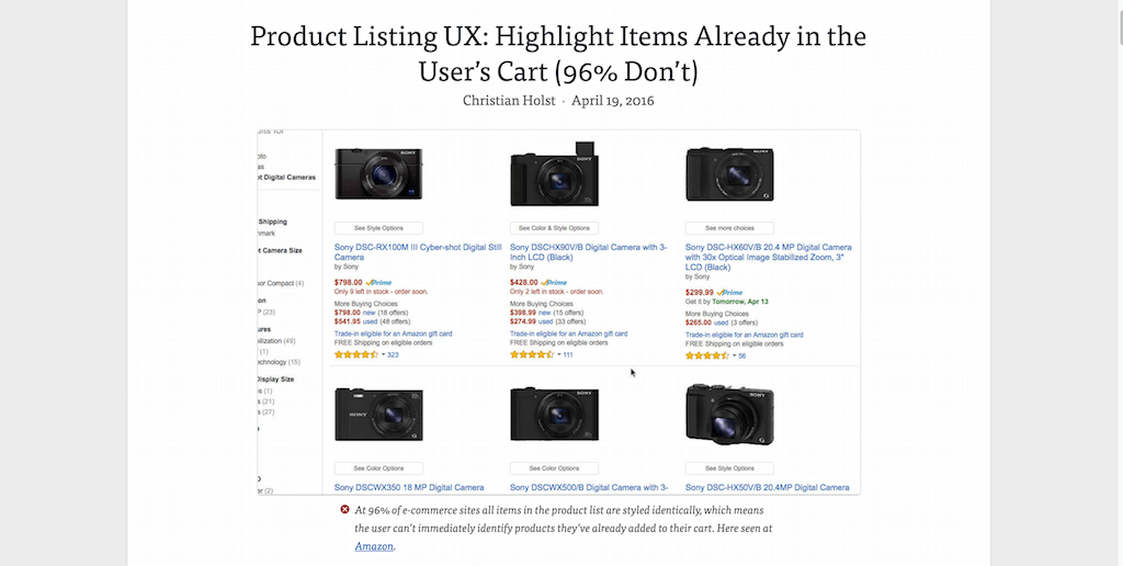 Product Listing UX