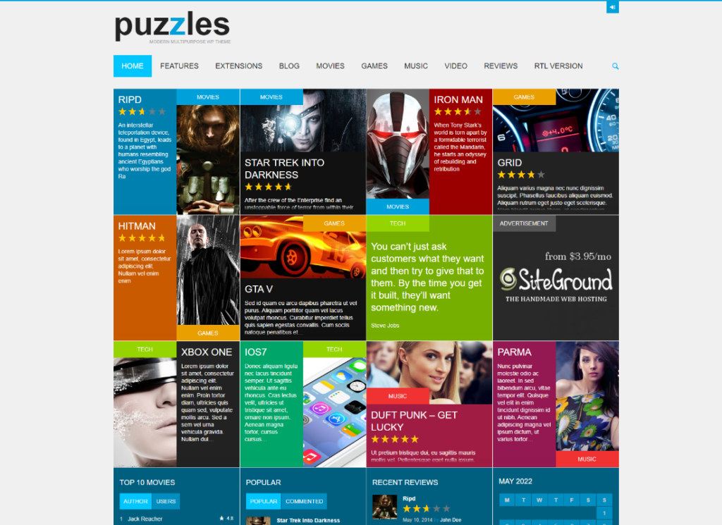 Puzzles - WP Magazine / Review with Store WordPress Theme