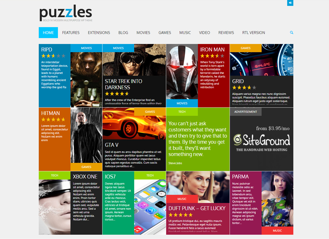 Puzzles - WP Magazine / Review with Store WordPress Theme + RTL