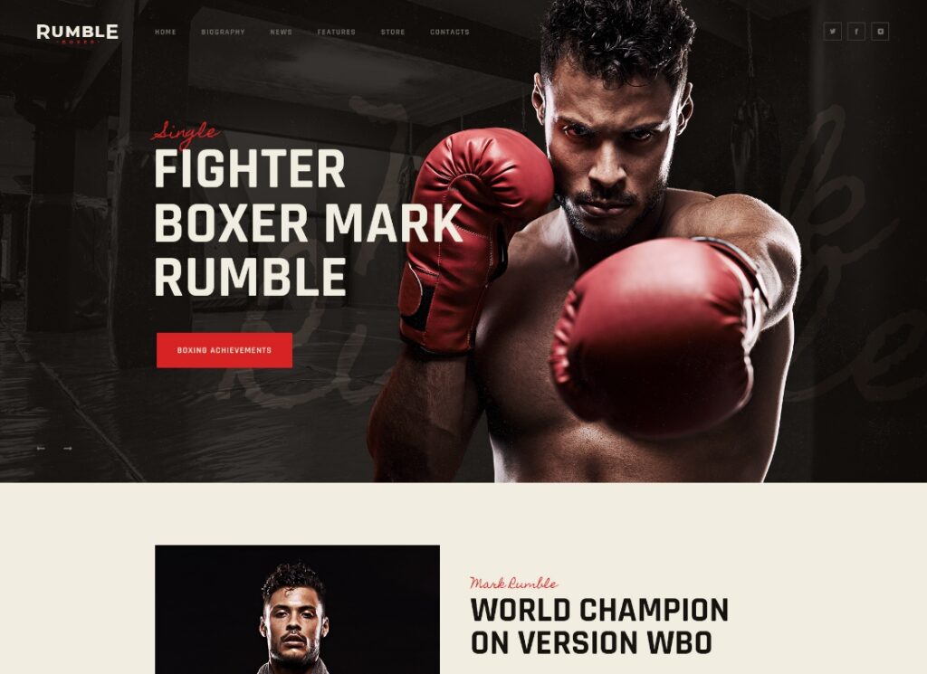 Rumble - Boxing & Mixed Martial Arts Fighting WordPress Theme
