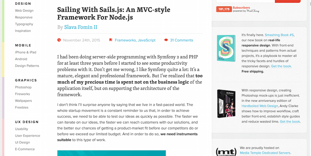 Sailing With Sails.js- An MVC-style Framework For Node