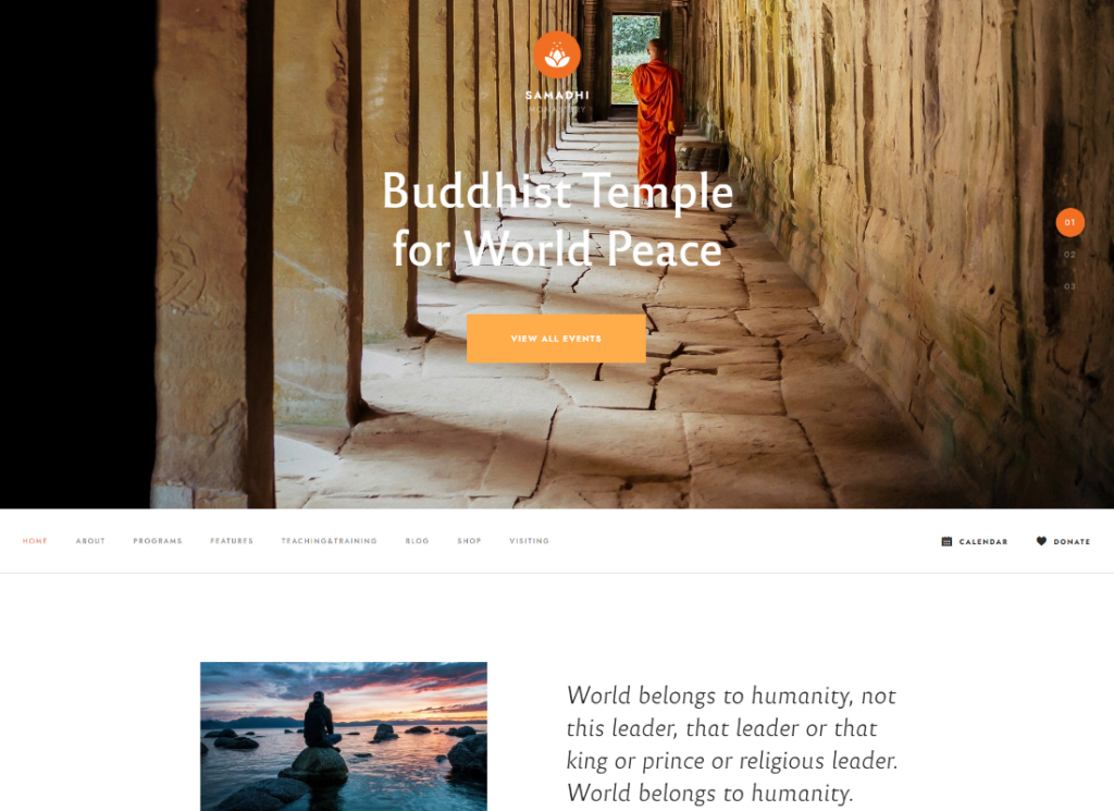 Samadhi - Oriental Buddhist Temple WordPress Theme